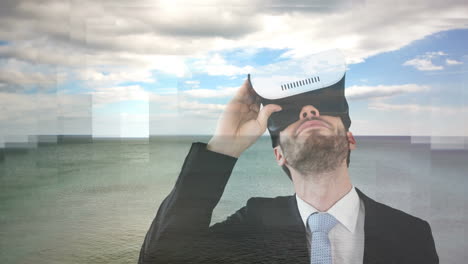 hombre usando vr video