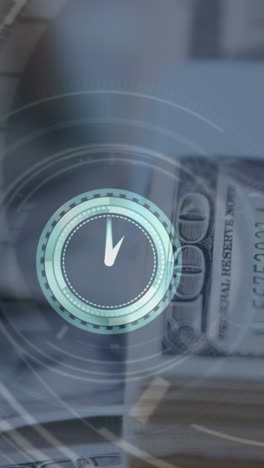 animación del reloj sobre los billetes