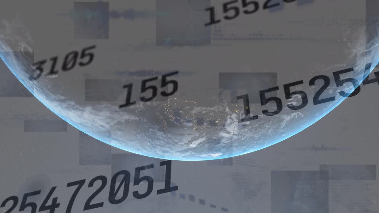 전 세계 수치로 통계와 데이터 처리의 애니메이션