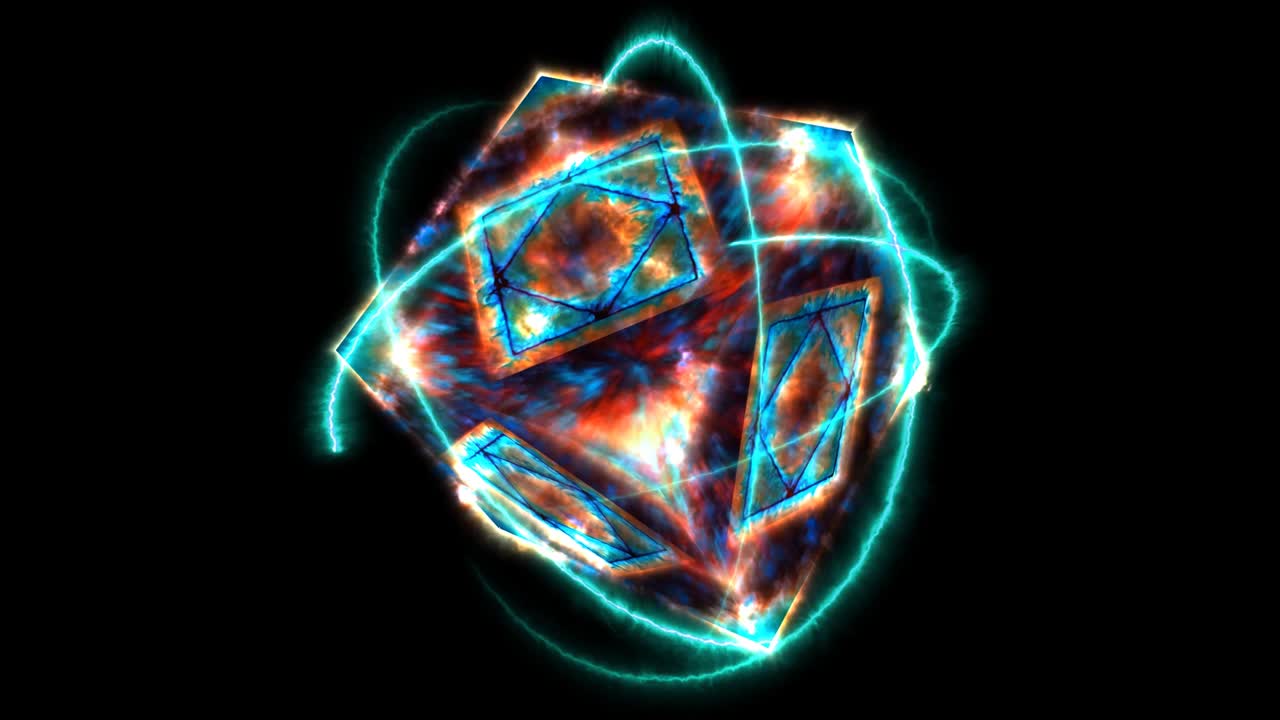 pandora eterna llama mágica cubo vacío núcleo de energía superficie y rápida liberación de energía antigua con superficie y átomo moviéndose por la eternidad energía perno