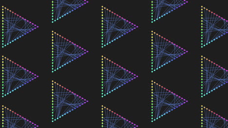 Colorful-triangular-pattern-of-connected-dots-on-black-background