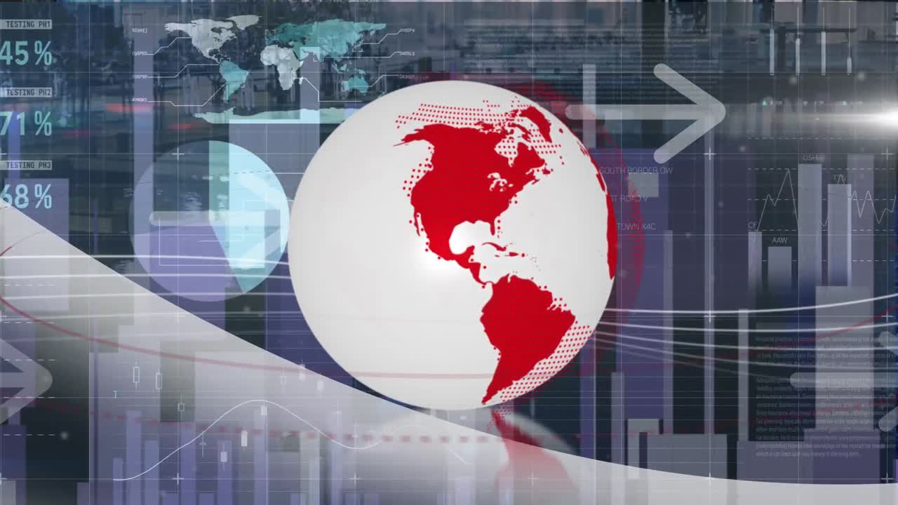 글로벌과 화살표에 대한 금융 데이터와 그래프의 애니메이션