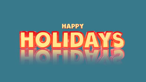 cartoon happy holidays text on blue gradient