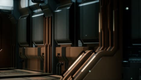 renderización en 3d de un corredor de nave espacial de ciencia ficción realista