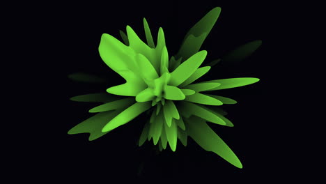 a green abstract flower with black background