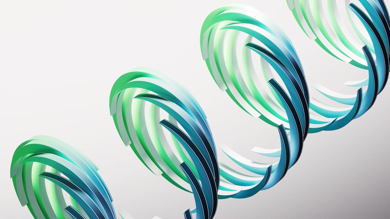 Sfondo con geometrie di forme creative rotanti, rendering 3D
