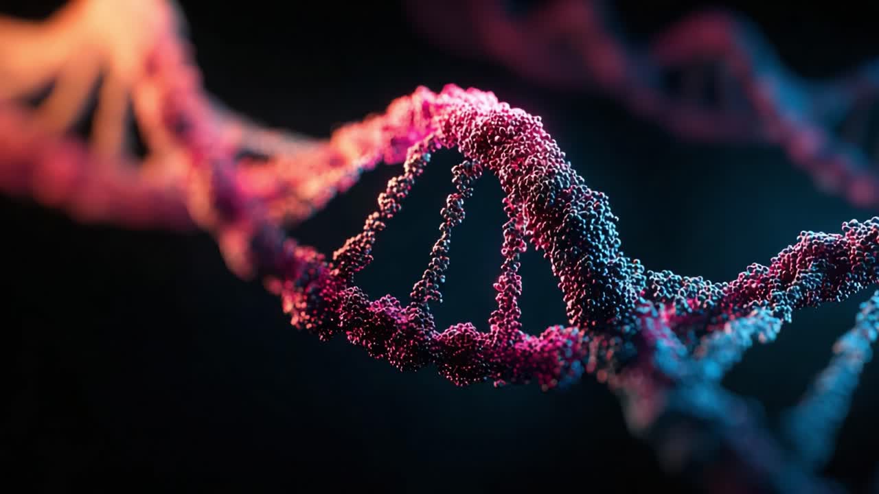 A Stunning Visualization of Double Helix DNA Structure: Examining the Intricate Details and Vibrant Colors of Genetic Building Blocks in a Unique Presentation
