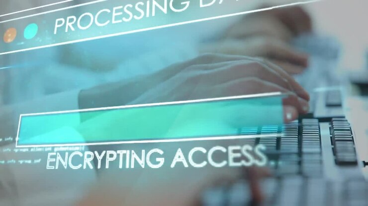 Animation of data processing over business people in office
