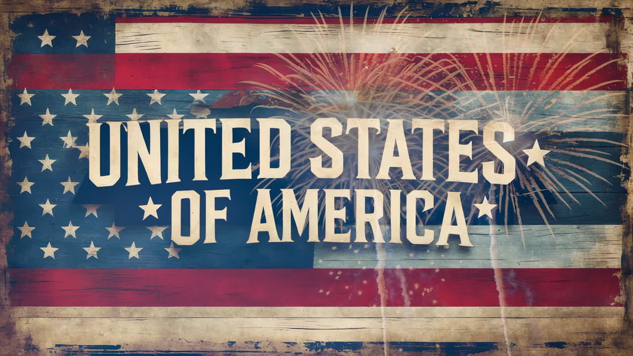 United States of America Flag with Fireworks