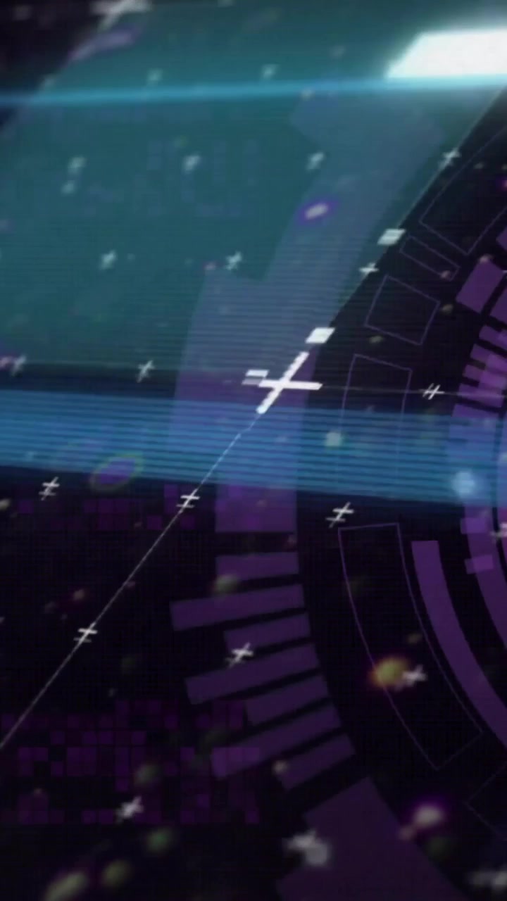 Animación de visualización y procesamiento de datos sobre fondo oscuro.