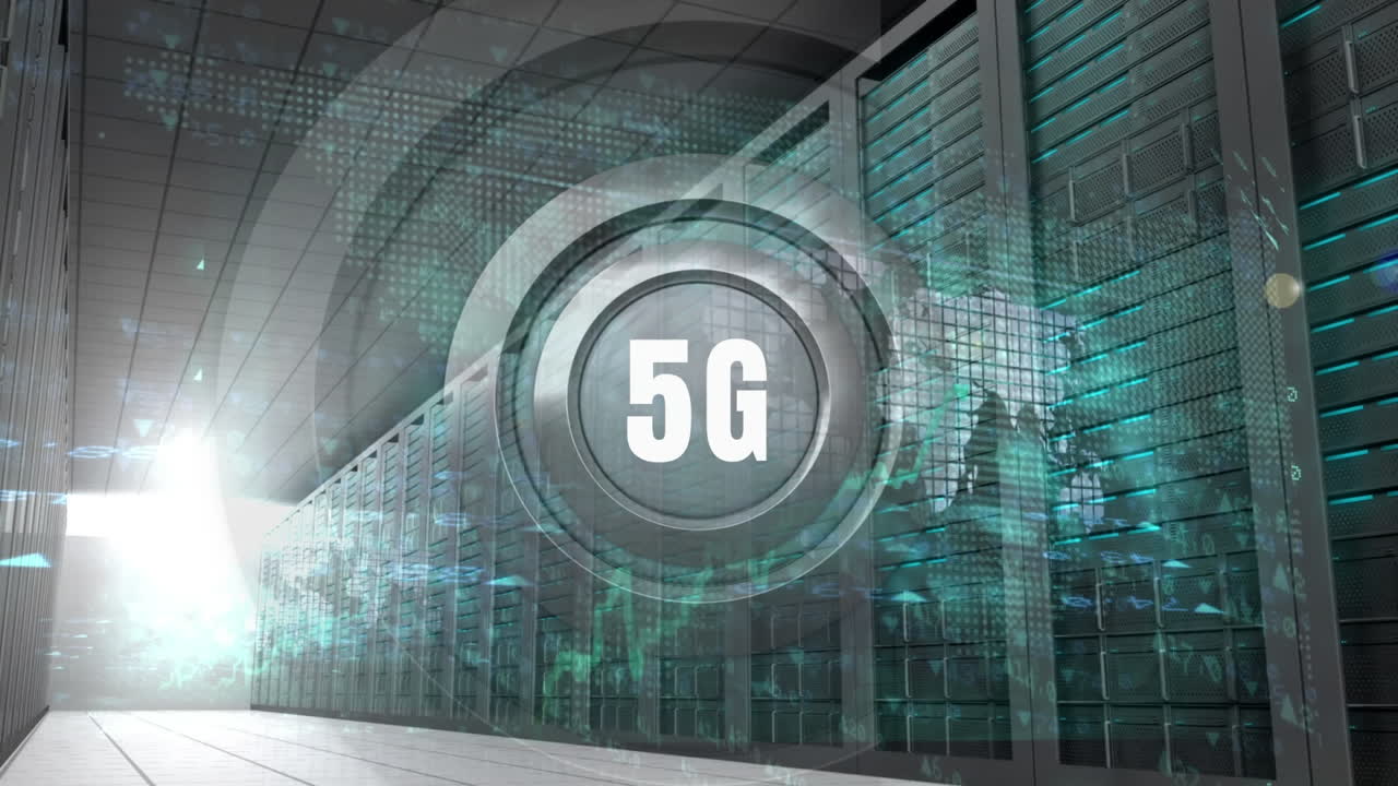 conexión a la red 5g en el fondo del almacén