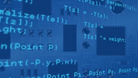 data on blue circuit board