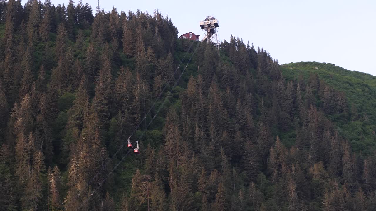 Goldbelt Tram, Juneau, Alaska.Two 60 passenger cabins ascent and descend from and to Mount Roberts.