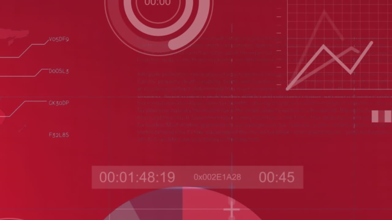 Animation of statistical data processing against red background