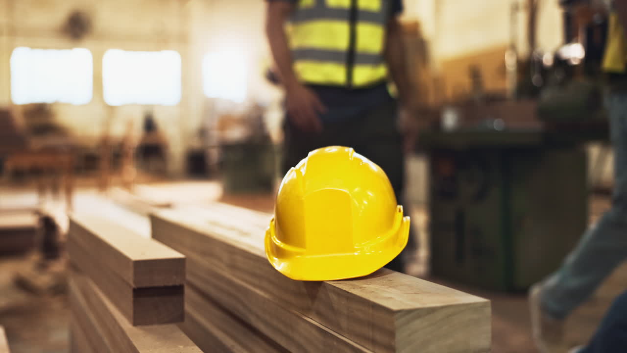 Construction workers with lumber