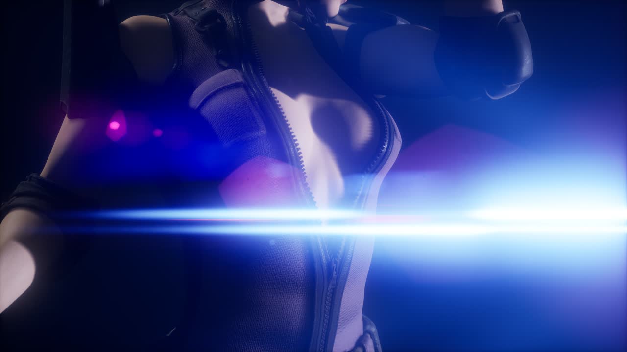 Cyberpunk ung kvinne, futuristisk stil