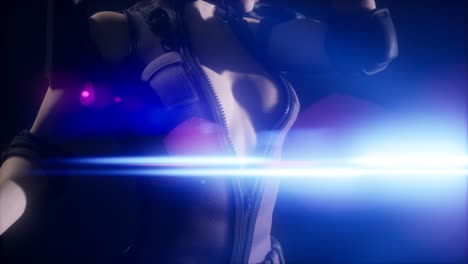 mujer joven cyberpunk, estilo futurista