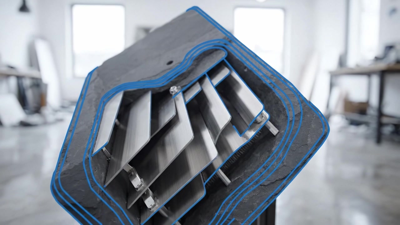 Primo Piano di un Componente ad Alta Precisione: Mettendo in Mostra il Design Intricato e la Lavorazione Metallica in un Moderno Ambiente di Fabbricazione