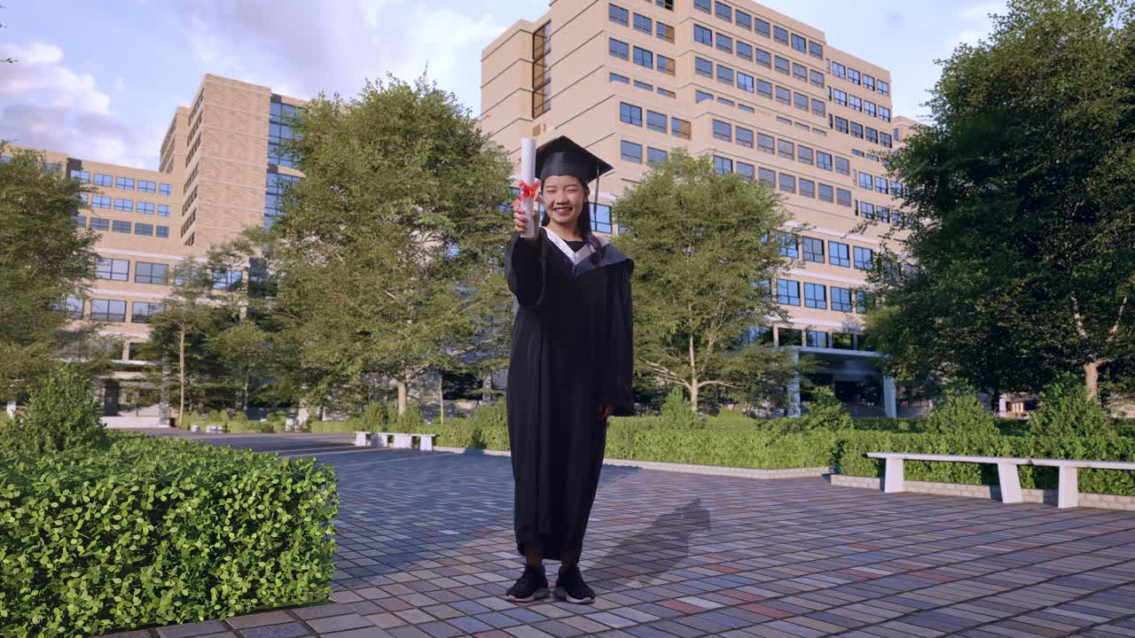 mujer con gorra y túnica de graduación