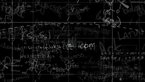 animación de ecuaciones matemáticas sobre textos en fondo negro