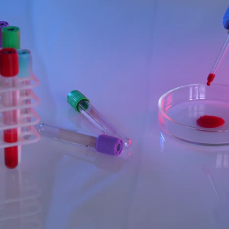 scientist dripping blood sample