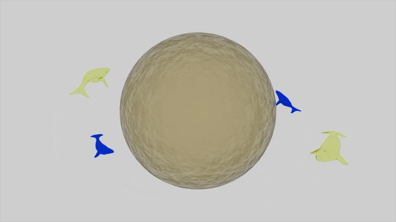 ballenas alrededor de un planeta