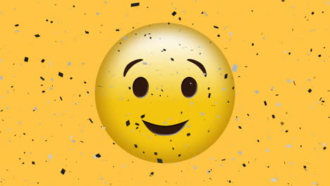 animación de confeti cayendo sobre un emoji de corazón besando sobre un fondo amarillo