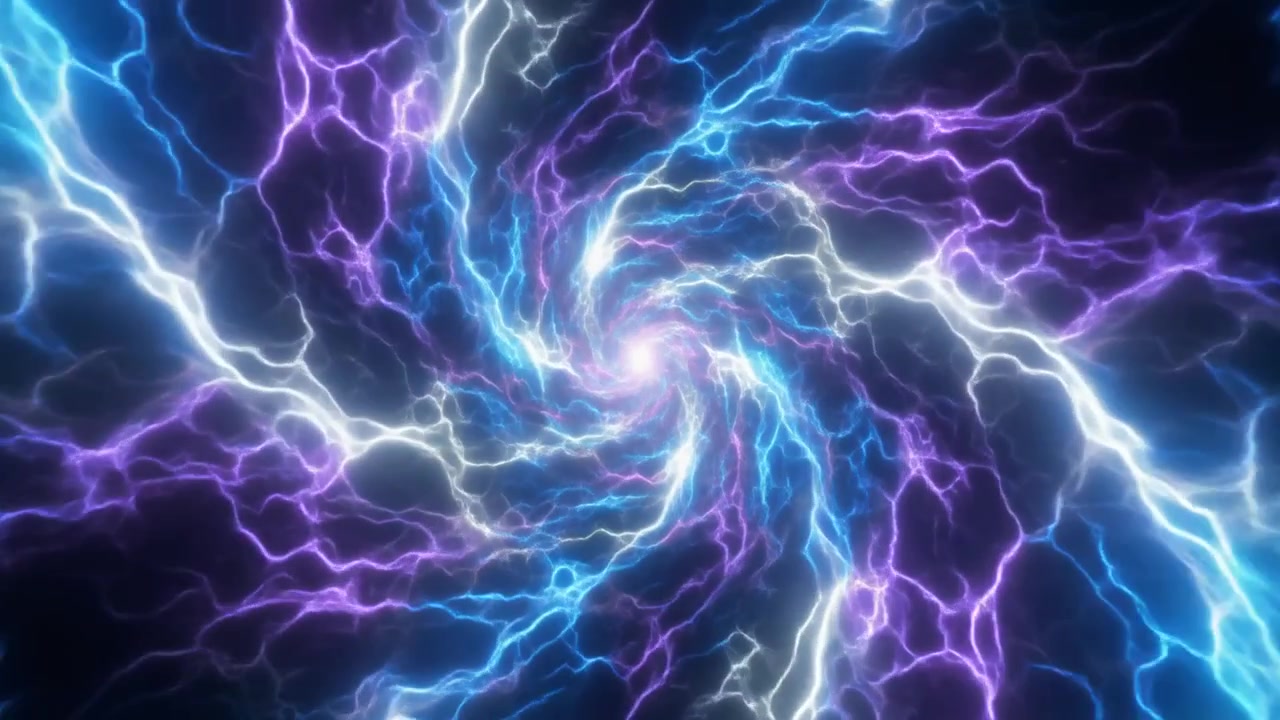 Vortice turbinante di fulmini elettrici e energia