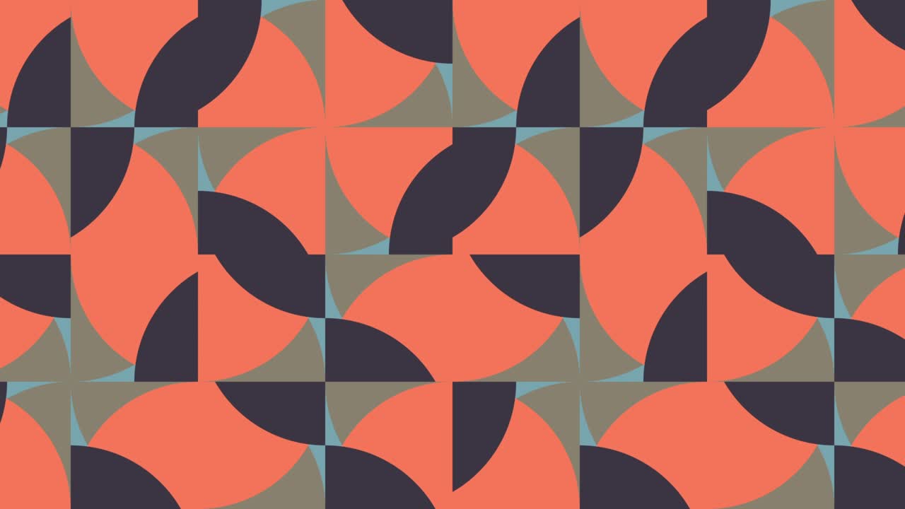 Modern seamless loop animated pattern with multicolor geometric shapes. Trendy motion graphic background in a flat design with geometric elements
