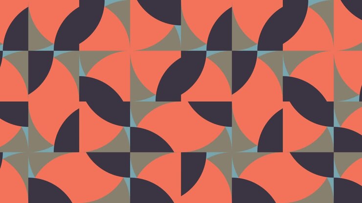 Modern seamless loop animated pattern with multicolor geometric shapes. Trendy motion graphic background in a flat design with geometric elements