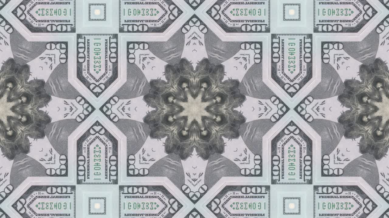 billete de dinero de dólar de estados unidos mosaico en fondo animado abstracto. negocio creativo gráfico de movimiento bucle sin costuras