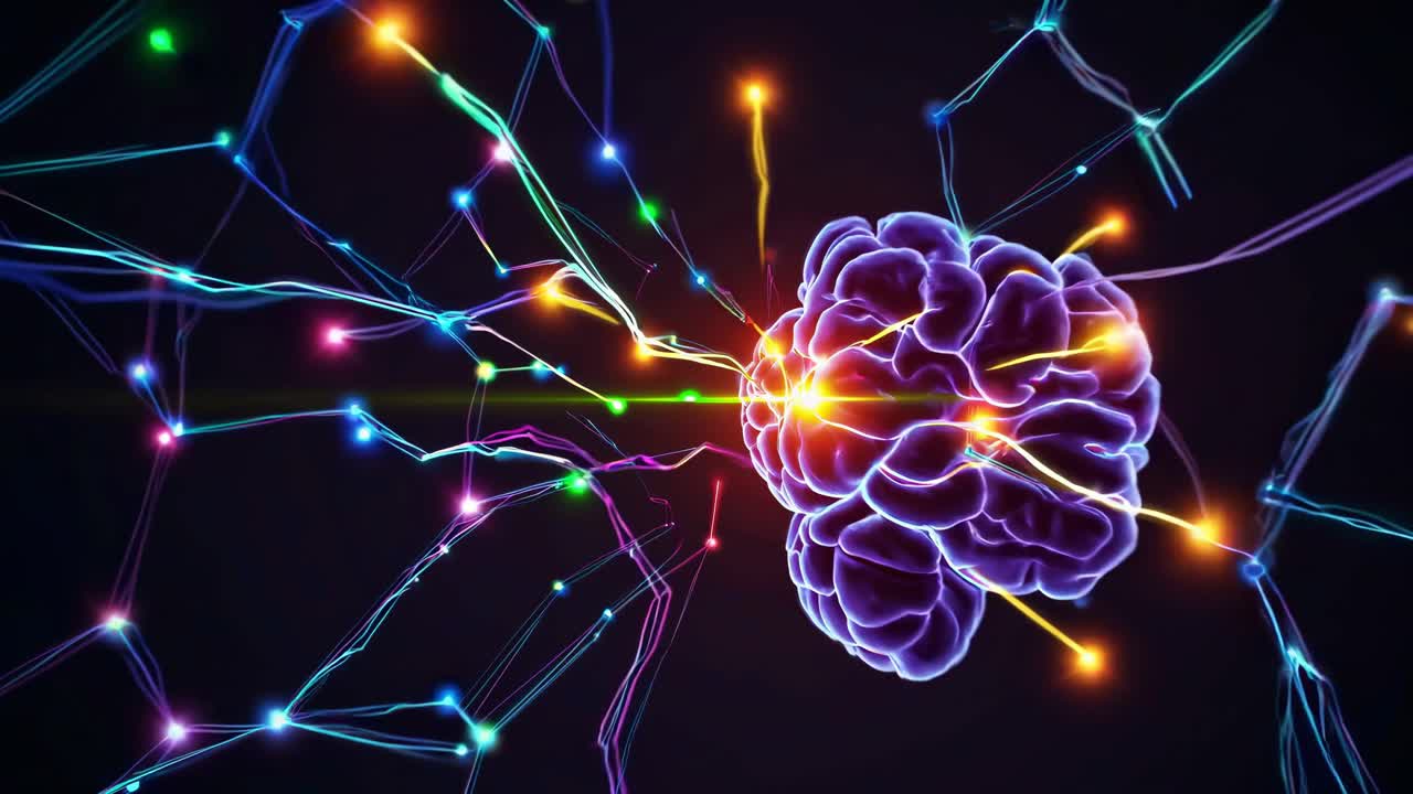 Abstract Human Brain with Glowing Neural Network Connections
