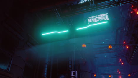 neon lights of futuristic sci fi city