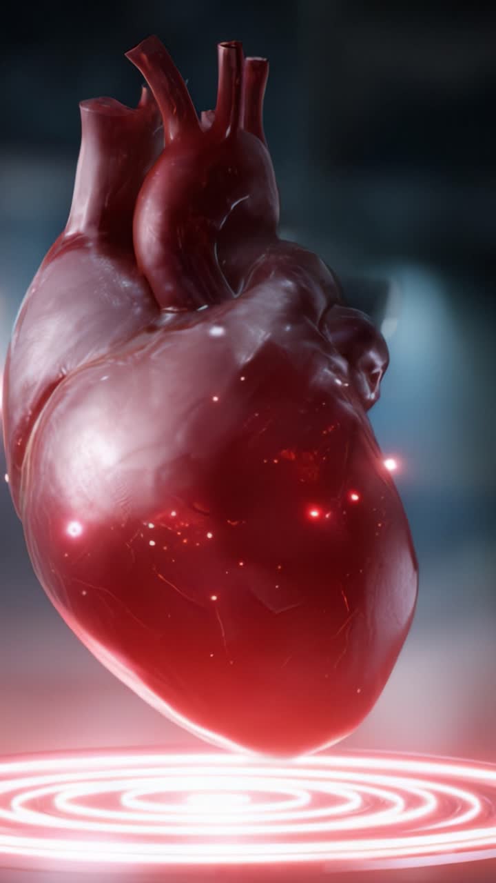 A High-Detail Digital Rendering of a Heart in Motion, Captured from Two Perspectives Showing Its Lifelike Structure and Aesthetic Features