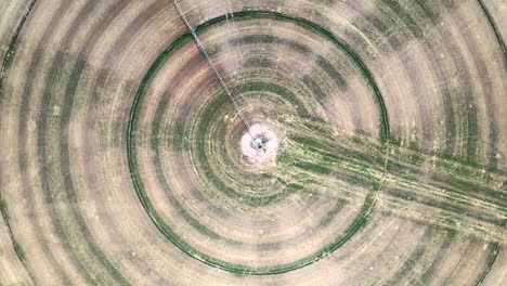 circle plot irrigation in green river, utah, usa - aerial orbit