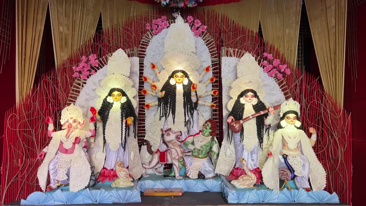 Daker saj themed Durga puja pandal in Kolkata, India