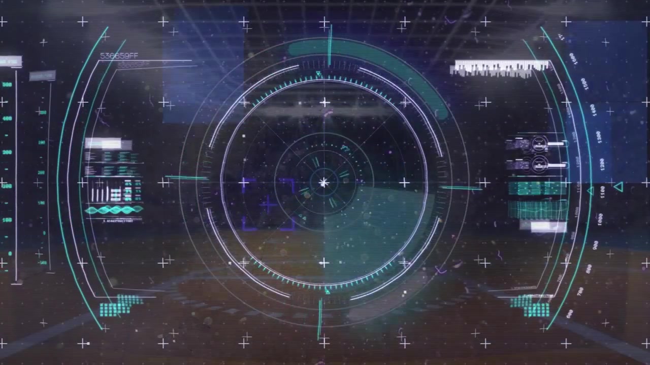 Animation of data processing over sports stadium