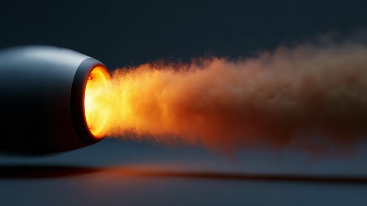 Dynamic Visualization of a Rocket Engine Exhaust with Vibrant Flames and Fiery Emission, Showcasing the Power of Propulsion Technology in Action