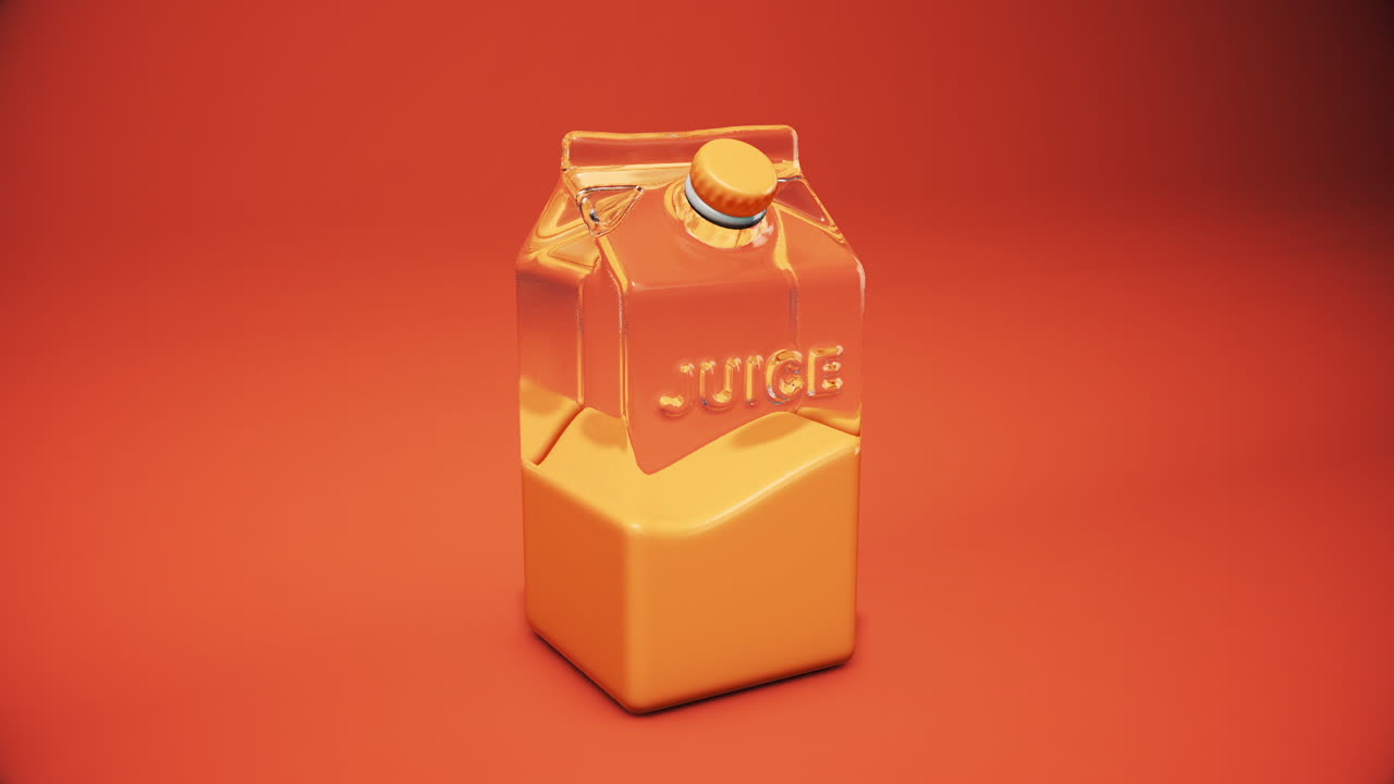 유리 상자 박스 포장 에 담긴 신선 한 오렌지 주스