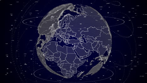 digital-globe-rotating,-zooming-in-on-Turkey-country