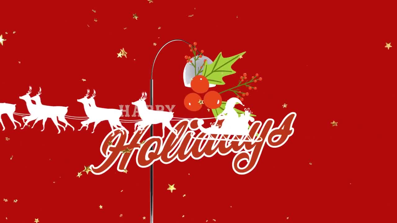 녹색 스크린 배경에 사이 끌고 있는 매에 있는 산타클로스의 디지털 애니메이션