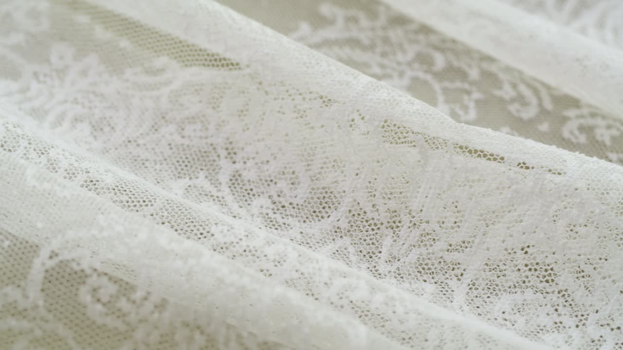 White lace close-up. Sewing a wedding dress. Light guipure. Handmade tailoring, professional clothing concept. Abstract background