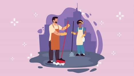 equipo de limpieza de la ciudad