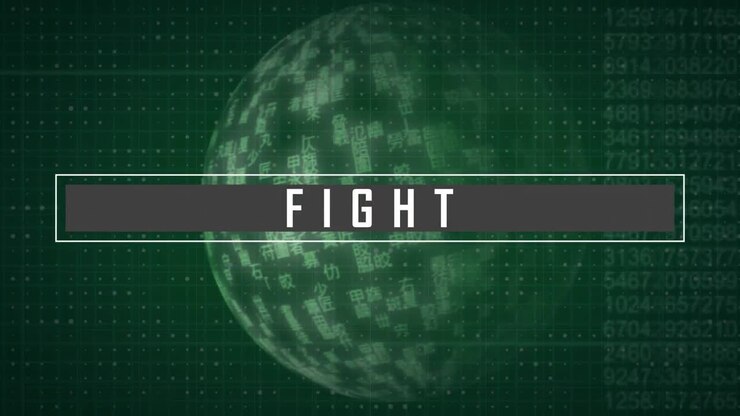 Fight text against globe and data processing