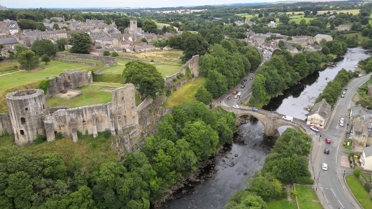 bridgegate barnard castle market town en teesdale, condado de durham, imágenes de drones del reino unido
