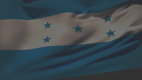 Animación-De-La-Bandera-De-Honduras-Ondeando-Sobre-Fuegos-Artificiales