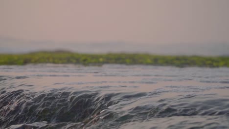 sea water flows over coral rocks and returns to the sea