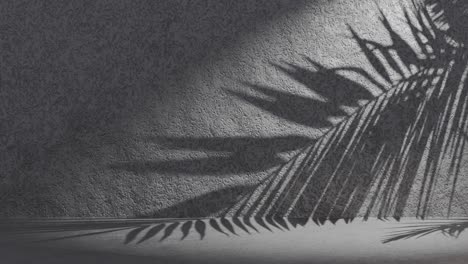 Grey-textured-background-wall-with-palm-frond-shadow-waving-on-background