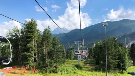 scenic mountain ski lift ride on a sunny day