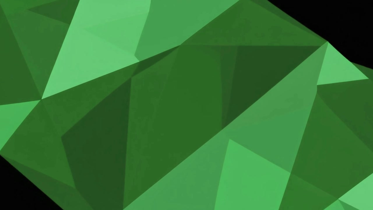 Abstrakt grøn geometrisk polygonform roterende på sort baggrund
